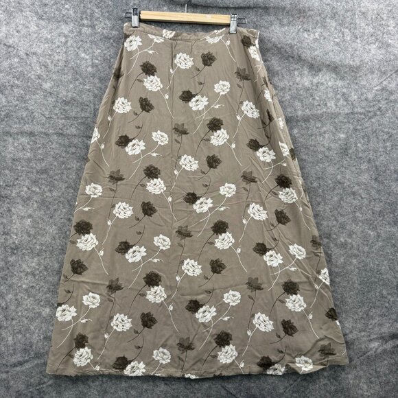 Christopher & Banks Skirt Womens M Beige Floral Maxi VTG 90s 1999 Y2K Modest - Picture 1 of 10